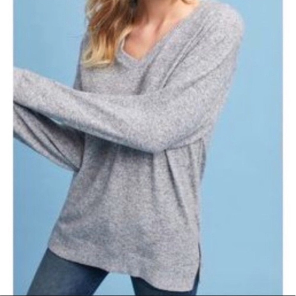 Anthropologie Saturday Sunday Gray Hacci Tunic Sweater Sz L Slouchy Comfort
